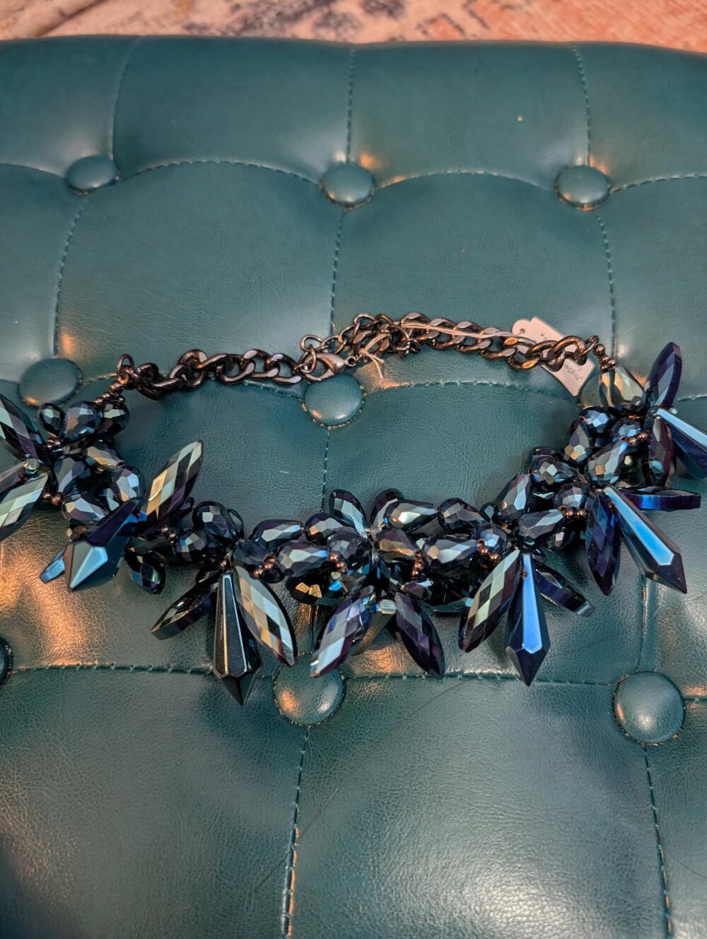 Park Lane Faceted Iridescent Blue Statement Necklace